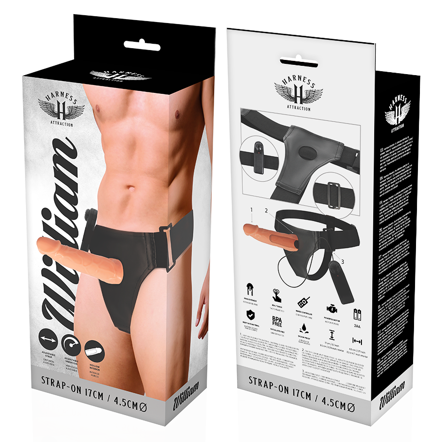HARNESS ATTRACTION - WILLIAN HOLLOW RNES CON VIBRATORE 17 CM -O- 4.5 CM – Estensore del pene con imbracatura – foto 7