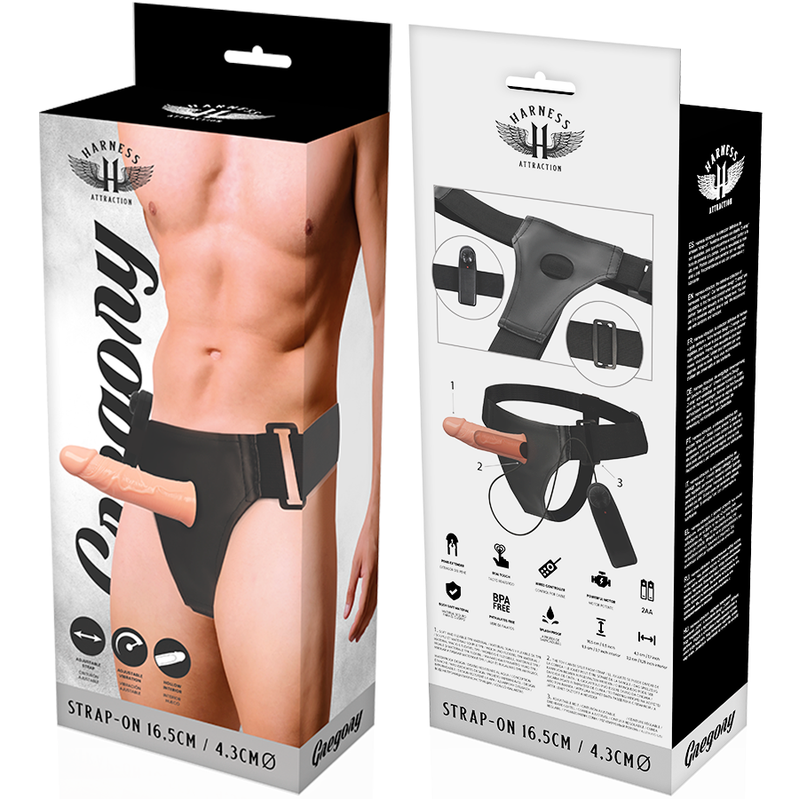 HARNESS ATTRACTION - GREGORY HOLLOW RNES CON VIBRATORE 16.5 CM -O- 4.3 CM – Estensore del pene con imbracatura – foto 7