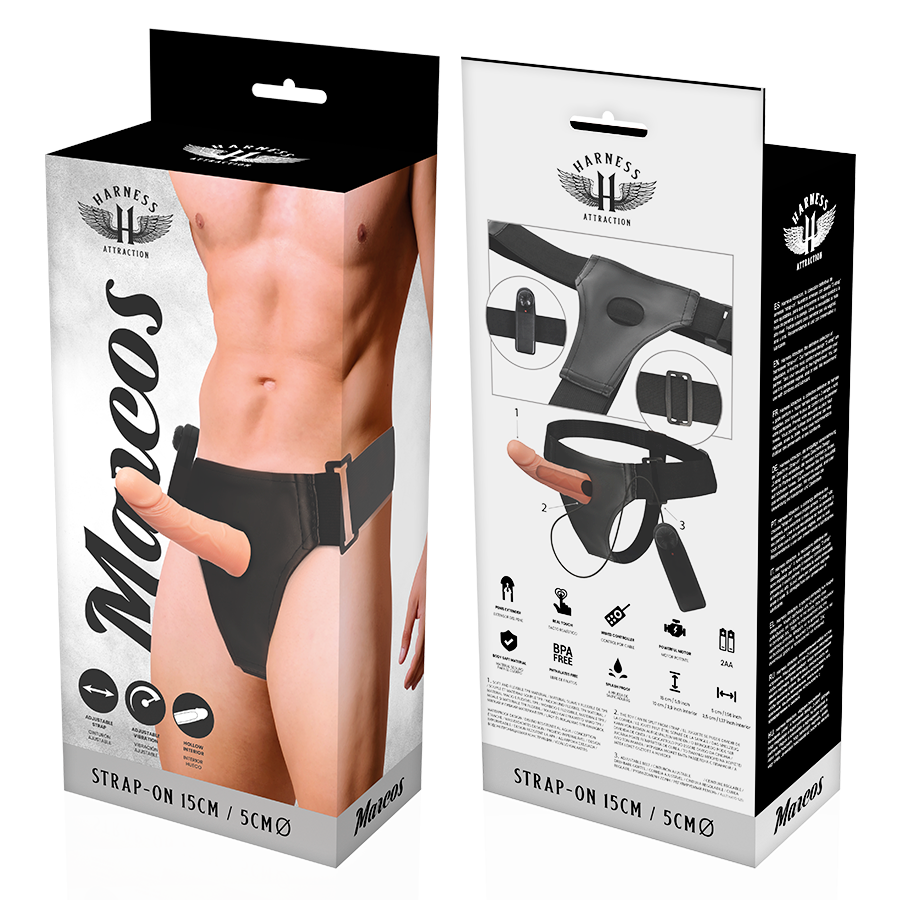 HARNESS ATTRACTION - RNES TELAI CAVI CON VIBRATORE 15 CM -O- 5 CM – Estensore del pene con imbracatura – foto 7