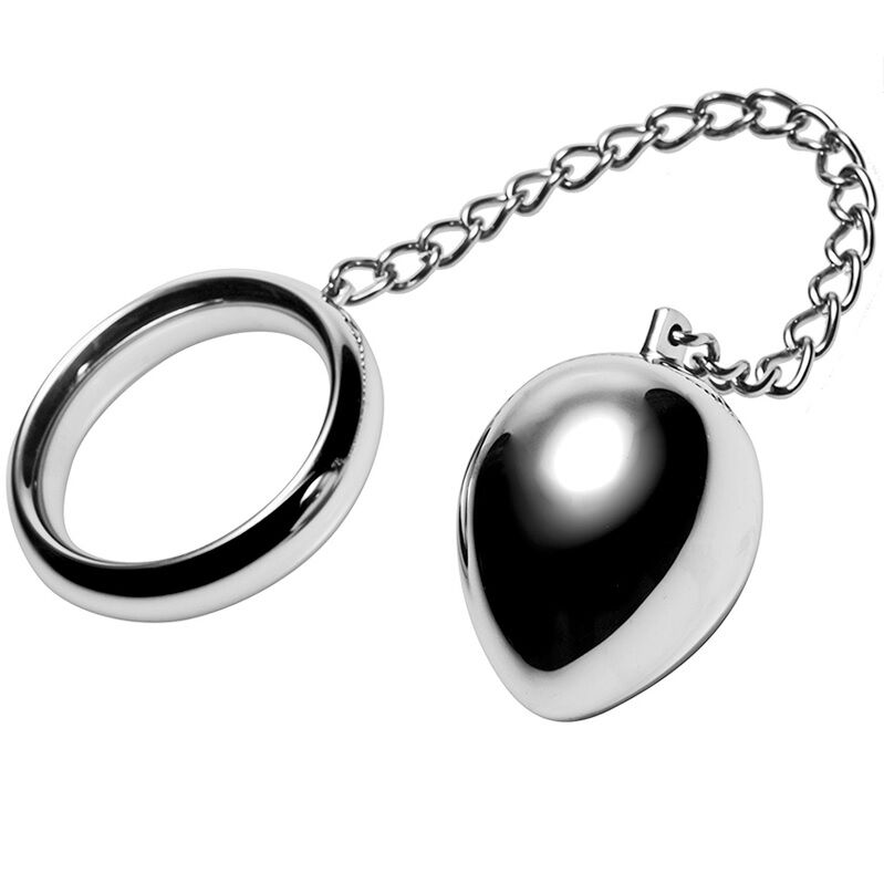 METAL HARD - ANELLO COCK 40MM + CATENA CON SFERA IN METALLO – Plug anale BDSM