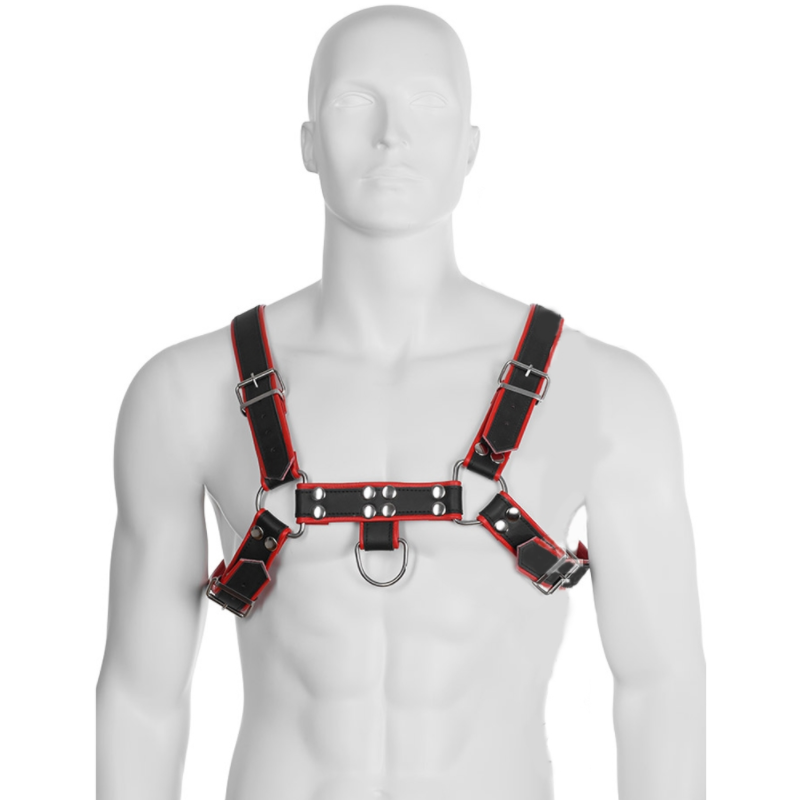 LEATHER BODY - CATENA HARNESS III NERO / ROSSO – Imbracature da uomo – foto 2