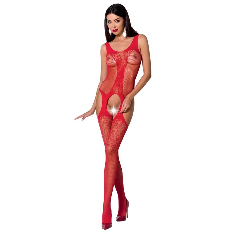 PASSION - WOMAN BS072 BODYSTOCKING TAGLIA UNICA ROSSO – Bodystocking