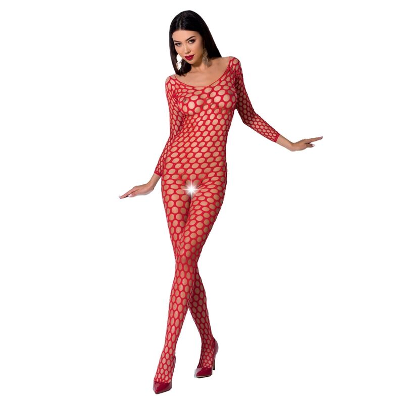 PASSION - WOMAN BS077 BODYSTOCKING TAGLIA UNICA ROSSO – Bodystocking