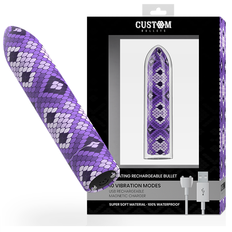 CUSTOM BULLETS - RECHARGEABLE SNAKE PURPLE MAGNETIC BULLET 10V – Proiettili vibranti
