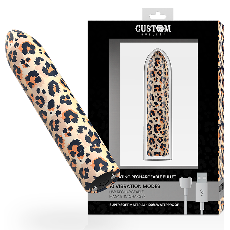 CUSTOM BULLETS - PERSONALIZZATI RICARICABILI LEOPARD 10 INTENSITÀ – Proiettili vibranti
