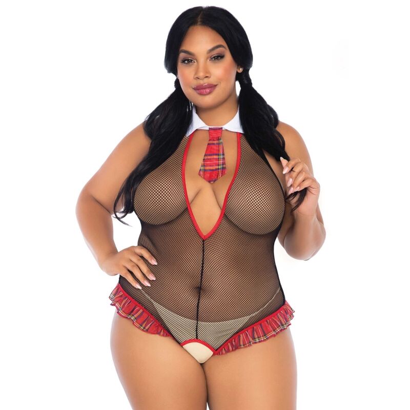 LEG AVENUE - SCHOOLGIRL CROTHLESS FITNESS TEDDY PLUS TAGLIA – Body