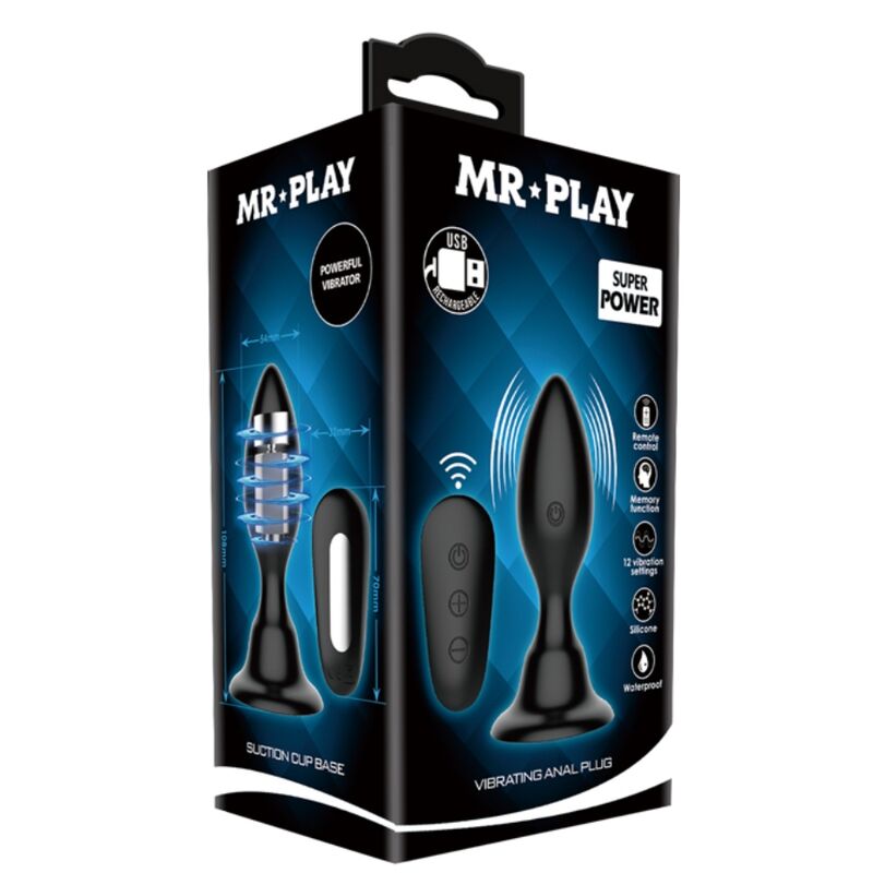 MR PLAY - PLUG ANALE CON TELECOMANDO VIBRAZIONE NERO – Tappi anali – foto 9