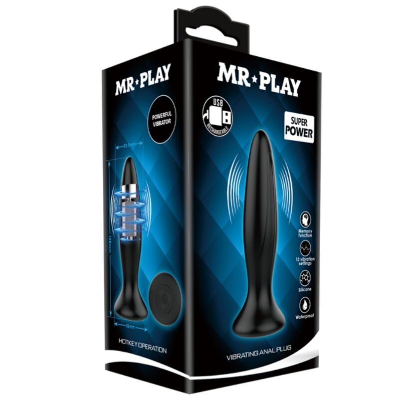 MR PLAY - PLUG ANALE VIBRATORE NERO RICARICABILE – Tappi anali – foto 7