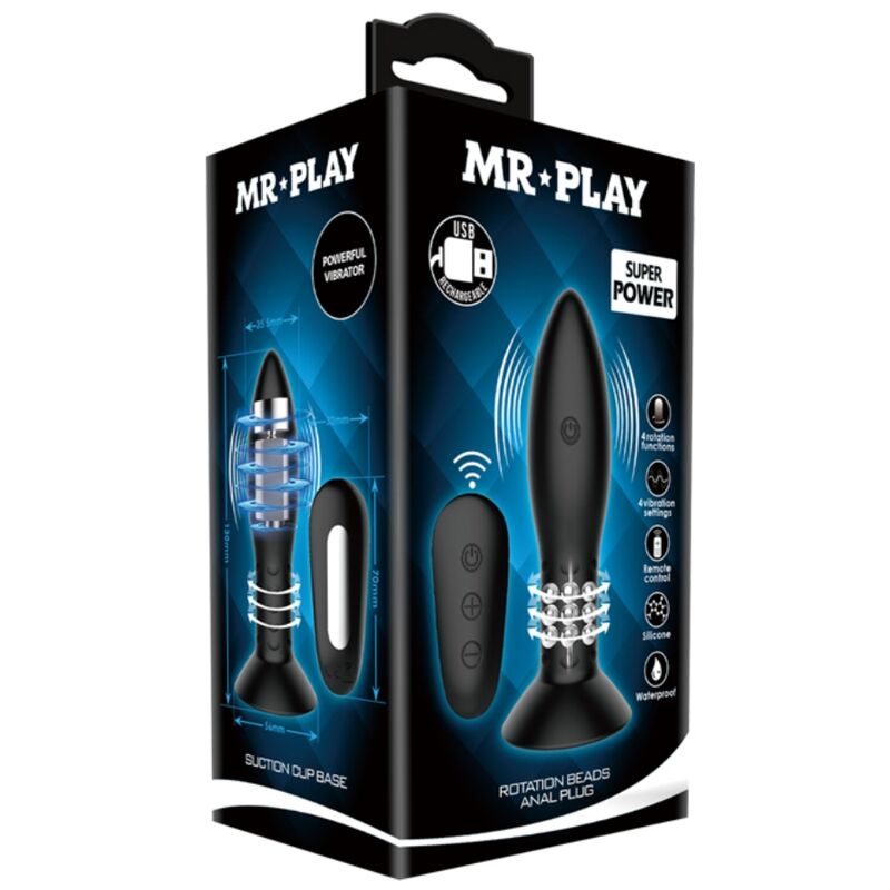 MR PLAY - SPINA CON TELECOMANDO SFERE ROTANTI NERE – Vibratori anali – foto 7