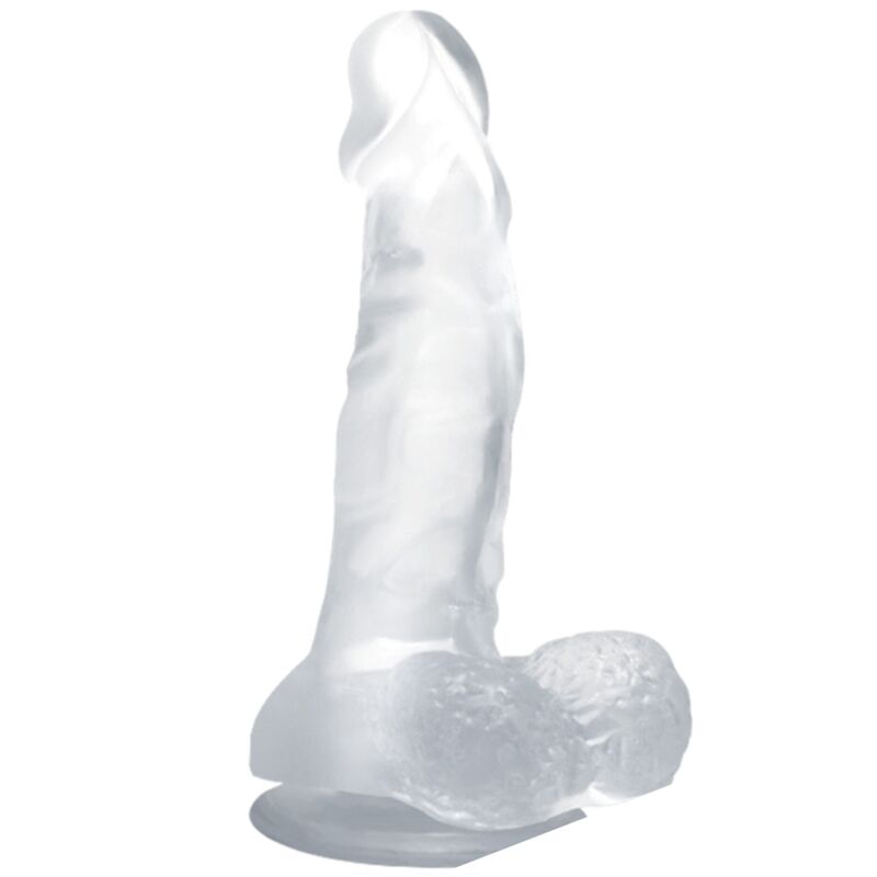 BAILE - DILDO REALISTICO CON VENTOSA E TESTICOLI 16.7 CM TRASPARENTE – Falli senza vibrazioni
