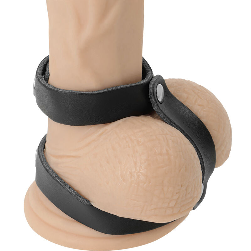 DARKNESS - ANELLO REGOLABILE PER PENE E TESTICOLI IN PELLE – Cockring senza vibrazione – foto 2