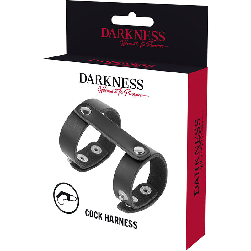 DARKNESS - ANELLO REGOLABILE PER PENE E TESTICOLI IN PELLE – Cockring senza vibrazione – foto 5