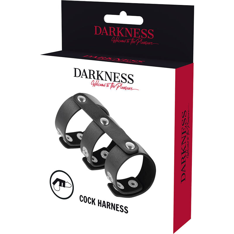 DARKNESS - ANELLO DOPPIO PER PENE E TESTICOLI IN PELLE REGOLABILE – Cockring senza vibrazione – foto 5