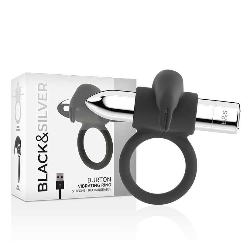 BLACK&SILVER - ANELLO RICARICABILE BURTON 10 MODALITÀ DI VIBRAZIONE – Cockring con vibrazione – foto 3