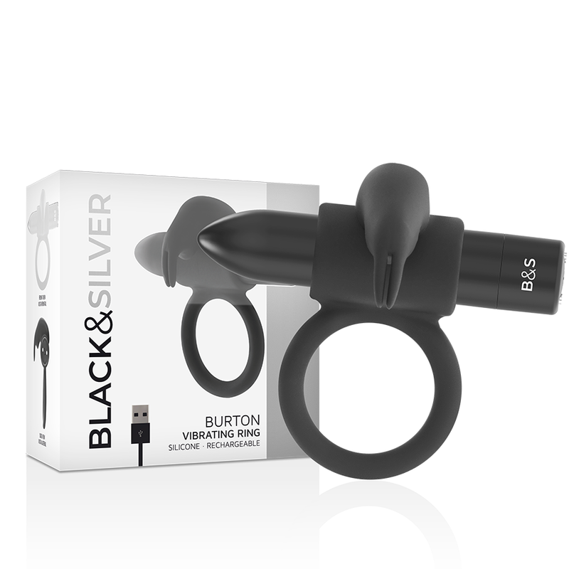 BLACK&SILVER - ANELLO BURTON 10 MODALITÀ DI VIBRAZIONE NERO – Cockring con vibrazione – foto 2
