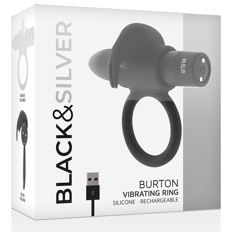 BLACK&SILVER - ANELLO BURTON 10 MODALITÀ DI VIBRAZIONE NERO – Cockring con vibrazione – foto 3