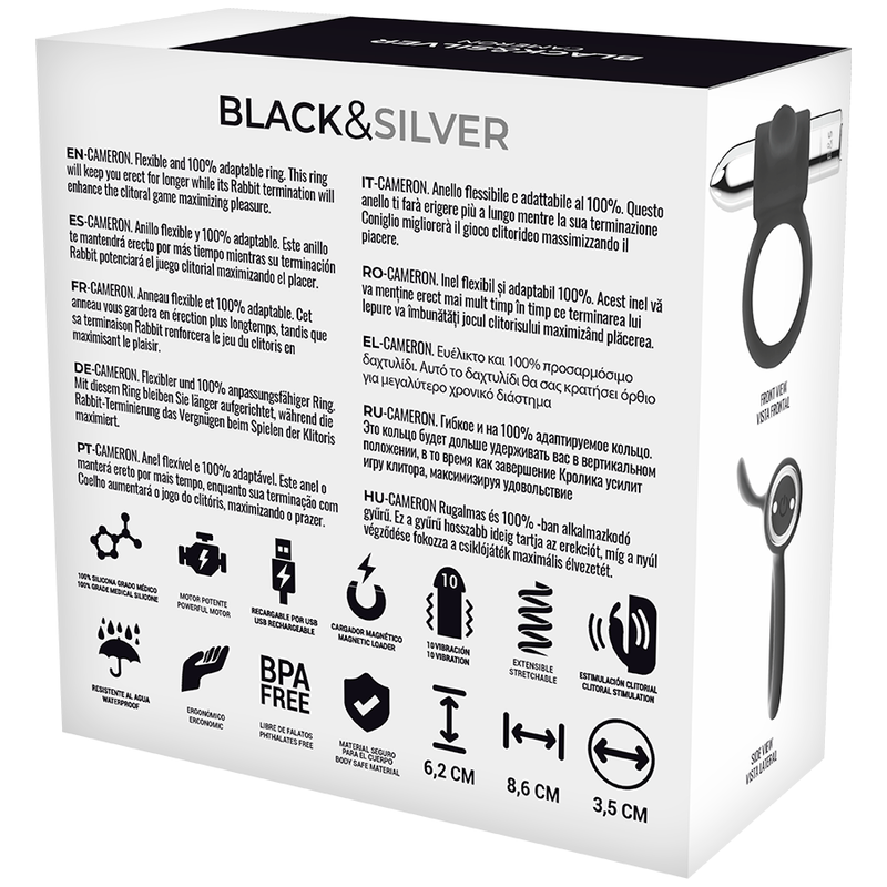 BLACK&SILVER - ANELLO RICARICABILE CAMERON ARGENTO – Cockring con vibrazione – foto 6