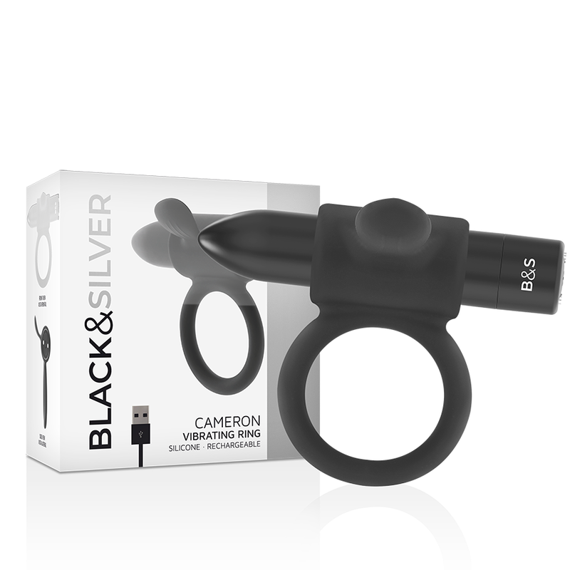 BLACK&SILVER - ANELLO RICARICABILE CAMERON BLACK – Cockring con vibrazione – foto 2