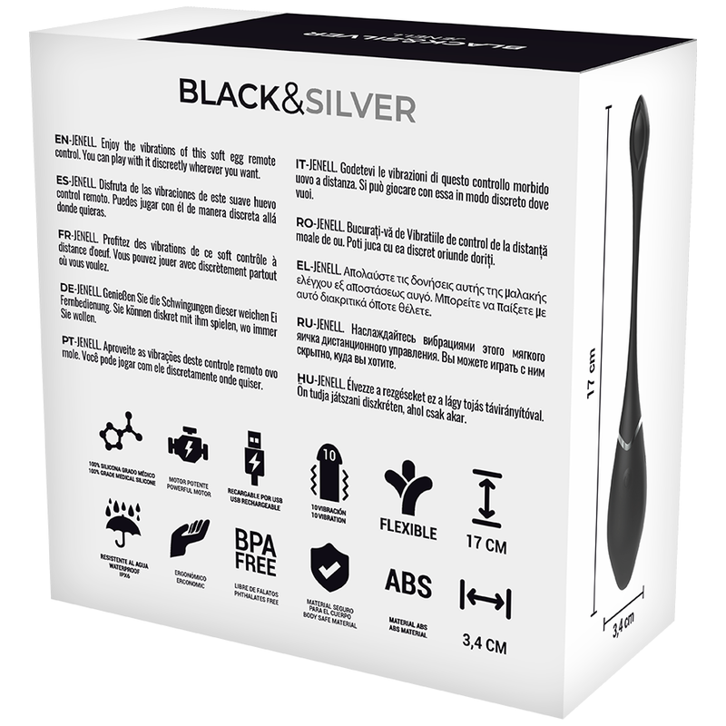 BLACK&SILVER - UOVO VIBRANTE RICARICABILE JENELL – Telecomando – foto 8