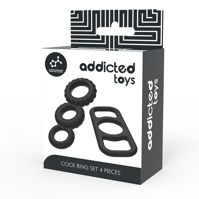 ADDICTED TOYS - SET DI ANELLI PER CAZZO - 4 PEZZI – Cockring senza vibrazione – foto 7