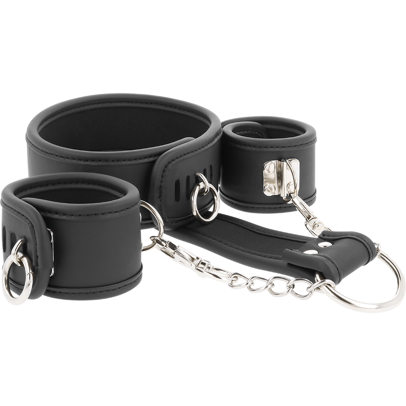 FETISH SUBMISSIVE - COLLANA E MANETTE IN PELLE VEGANA CON FODERA IN NOPRENE – Mogli