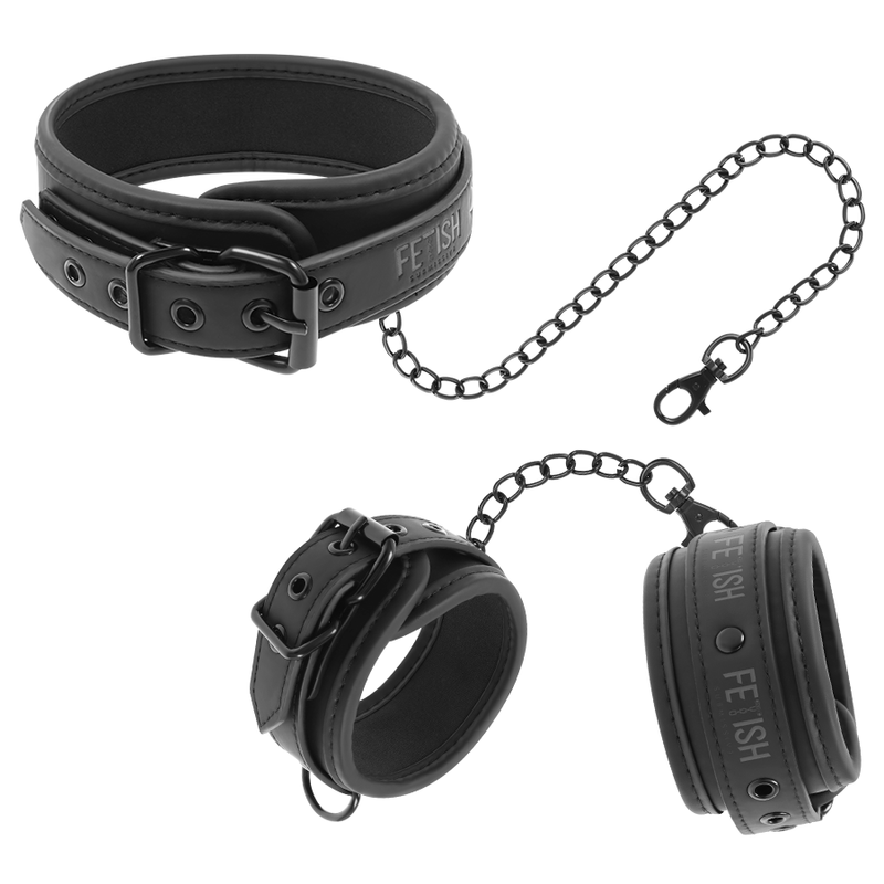 FETISH SUBMISSIVE - COLLANA E MANETTE IN PELLE VEGANA CON FODERA IN NOPRENE – Mogli