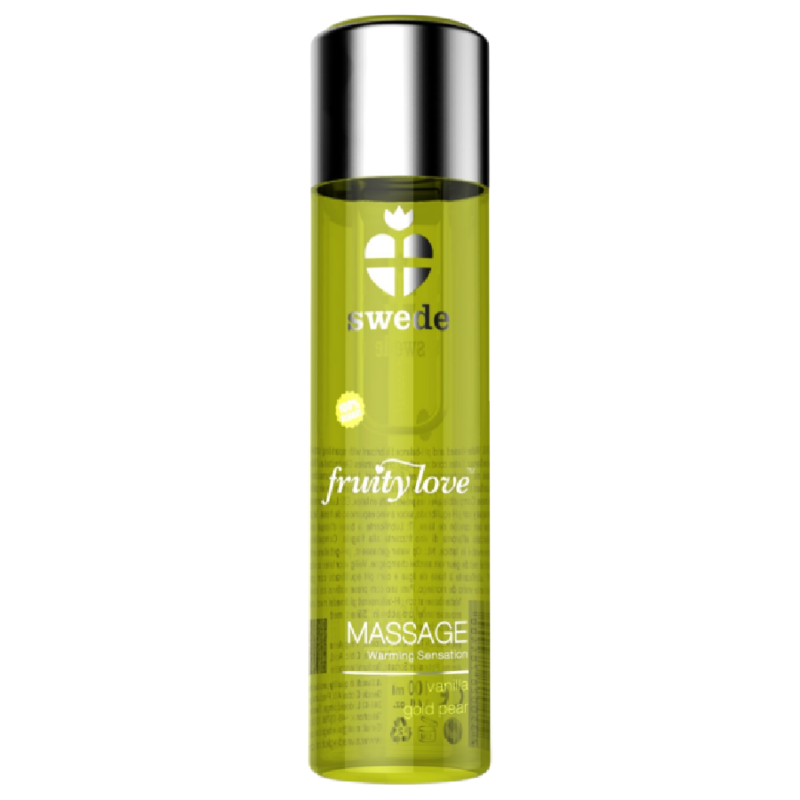 SWEDE - FRUITY LOVE OLIO DA MASSAGGIO EFFETTO RISCALDANTE VANIGLIA E PERA ORO 120 ML – Con effetto termico