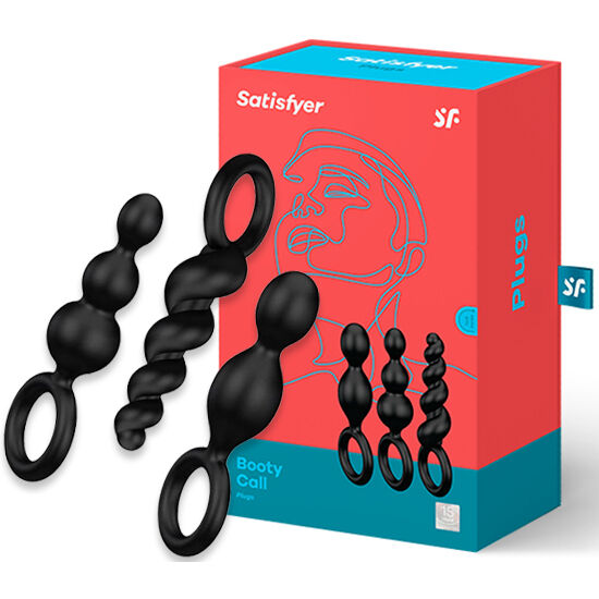 SATISFYER - SET 3 PZ TAPPI ANAL NERO – Tappi anali – foto 2