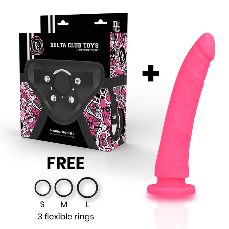 DELTA CLUB - TOYS IMBRACATURA + DONG SILICONE ROSA 17 CM -O- 3 CM – Imbracature senza vibrazioni – foto 2