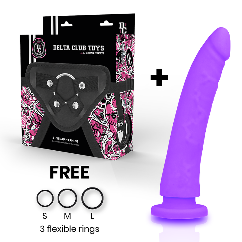 DELTA CLUB - TOYS ARNES + DONG SILICONE VIOLA 20 CM -O- 4 CM – Imbracature senza vibrazioni – foto 2