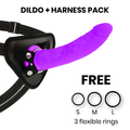 DELTA CLUB - TOYS ARNES + DONG SILICONE VIOLA 20 CM -O- 4 CM – Imbracature senza vibrazioni