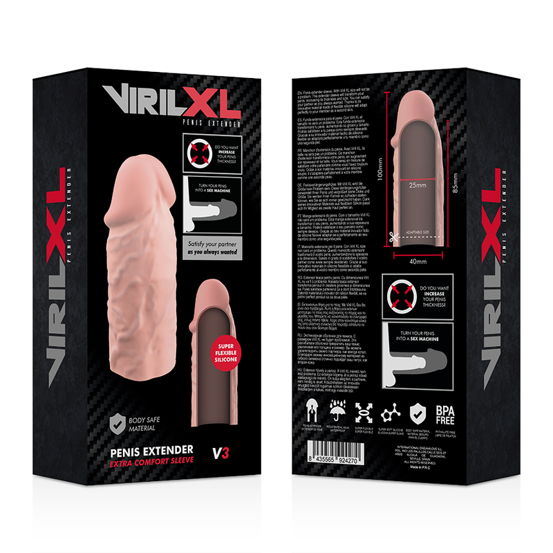 VIRILXL - ESTENSIONE NATURALE DEL PENE IN SILICONE LIQUIDO V3 – Copri pene con estensione – foto 9