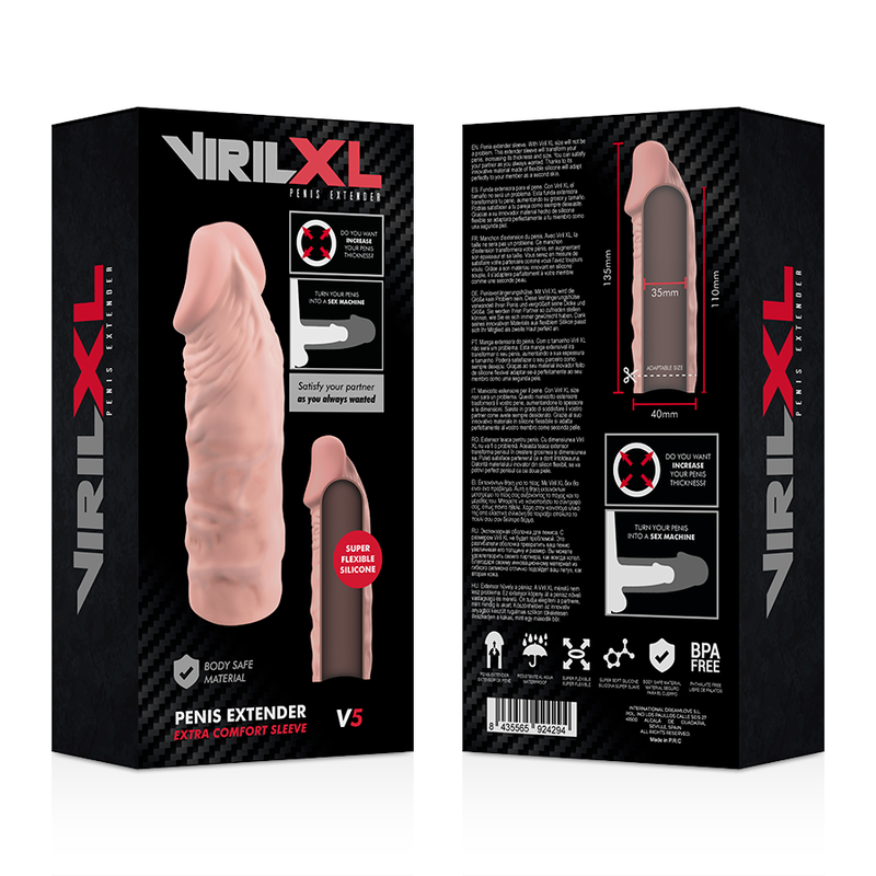 VIRILXL - ESTENSIONE NATURALE DEL PENE IN SILICONE LIQUIDO V5 – Copri pene con estensione – foto 9