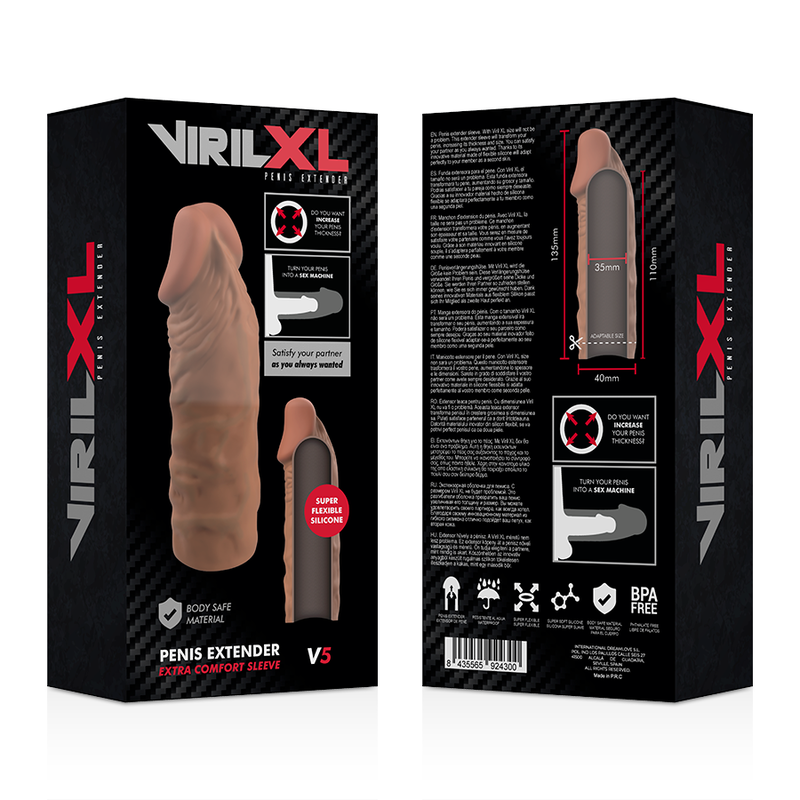VIRILXL - ESTENSIONE DEL PENE IN SILICONE LIQUIDO V5 MARRONE – Copri pene con estensione – foto 9