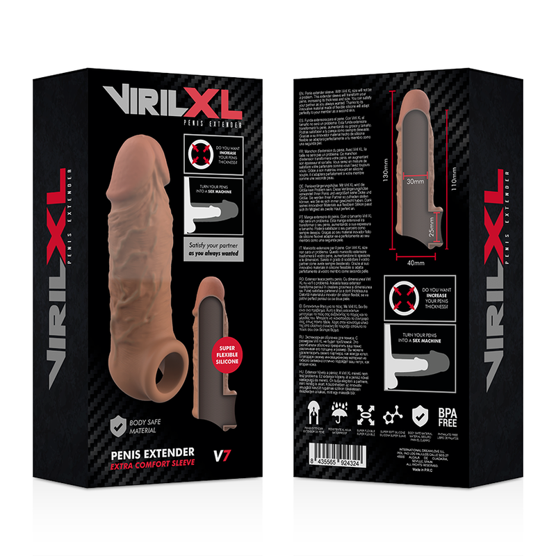 VIRILXL - ESTENSIONE DEL PENE IN SILICONE LIQUIDO V7 MARRONE – Copri pene con estensione – foto 9