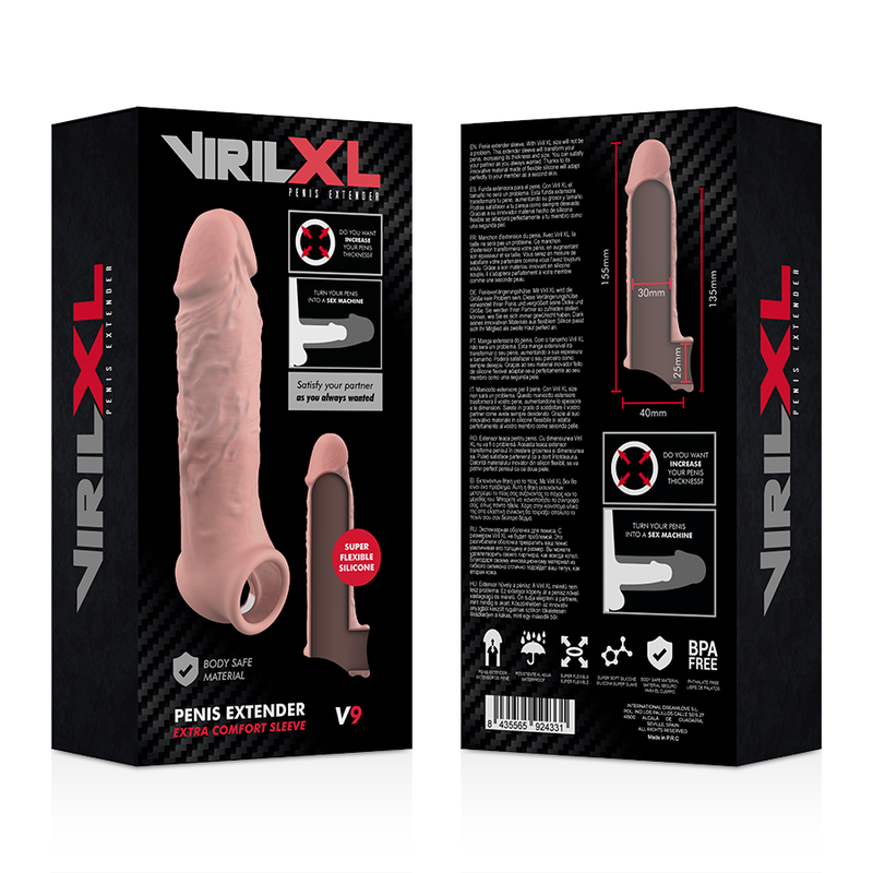 VIRILXL - ESTENSIONE NATURALE DEL PENE IN SILICONE LIQUIDO V9 – Copri pene con estensione – foto 9