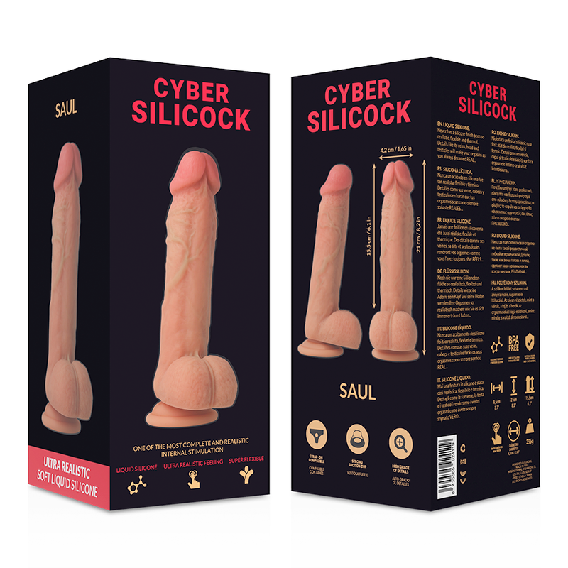 CYBER SILICOCK - STRAP-ON SAUL IN SILICONE LIQUIDO CON 3 ANELLI IN OMAGGIO 15.5 CM -O- 4.2 CM – Imbracature senza vibrazioni – foto 8