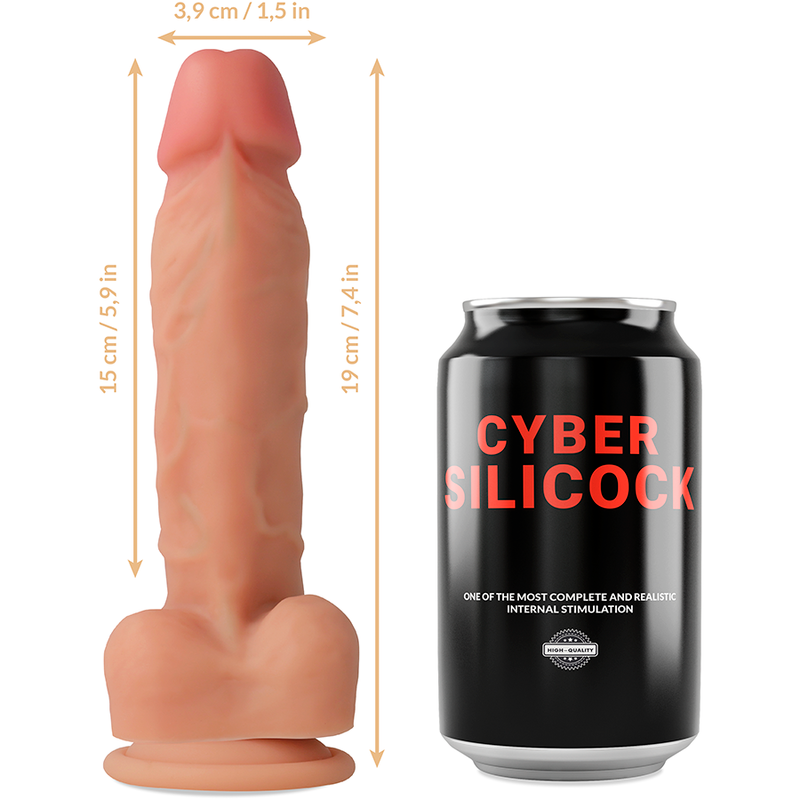 CYBER SILICOCK - STRAP-ON IN SILICONE LIQUIDO OLIVER CON 3 ANELLI IN OMAGGIO 19 CM -O- 3.9 CM – Imbracature senza vibrazioni – foto 6
