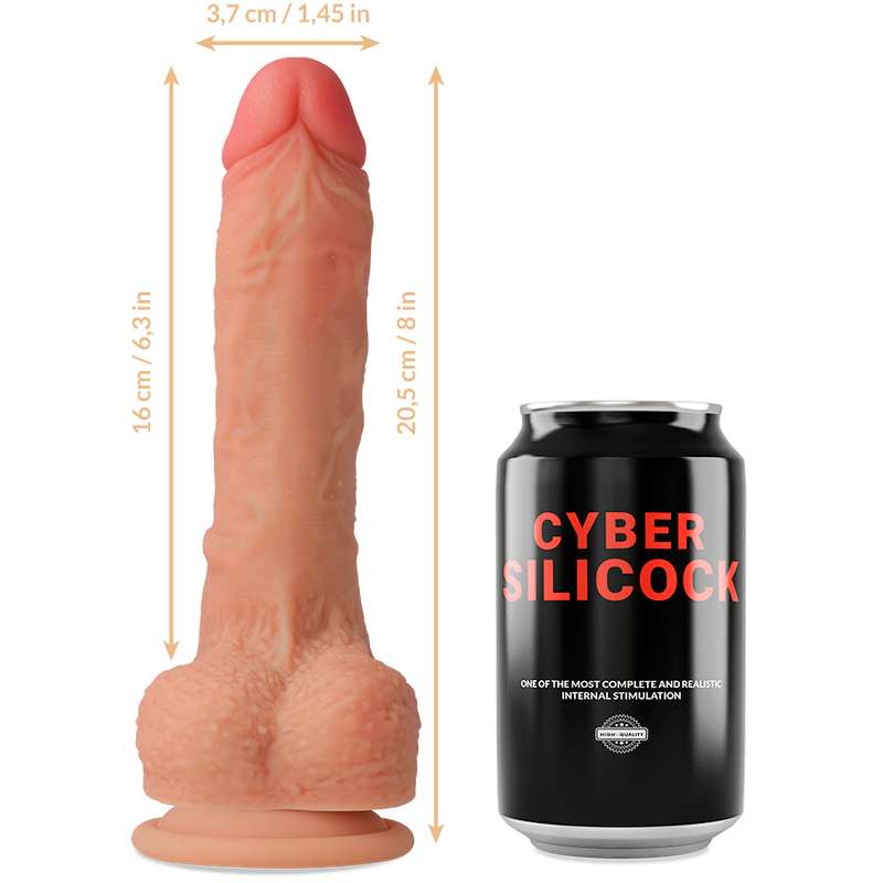 CYBER SILICOCK - STRAP-ON CONNOR IN SILICONE LIQUIDO CON 3 ANELLI IN OMAGGIO 20.5 CM -O- 3.7 CM – Imbracature senza vibrazioni – foto 6
