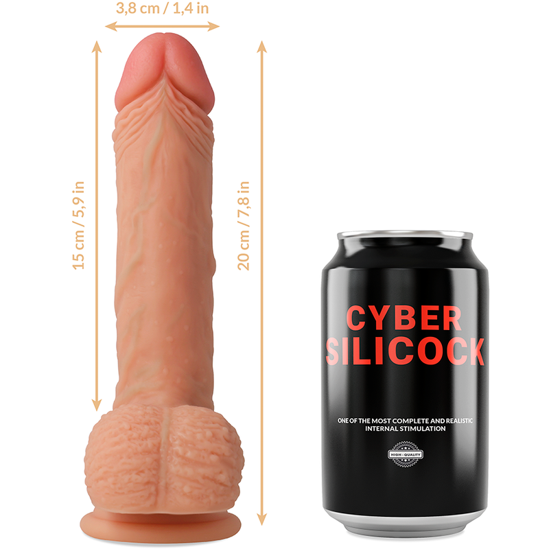 CYBER SILICOCK - STRAP-ON IN SILICONE LIQUIDO FREEMAN CON 3 ANELLI IN OMAGGIO 20 CM -O- 3.8 CM – Imbracature senza vibrazioni – foto 6