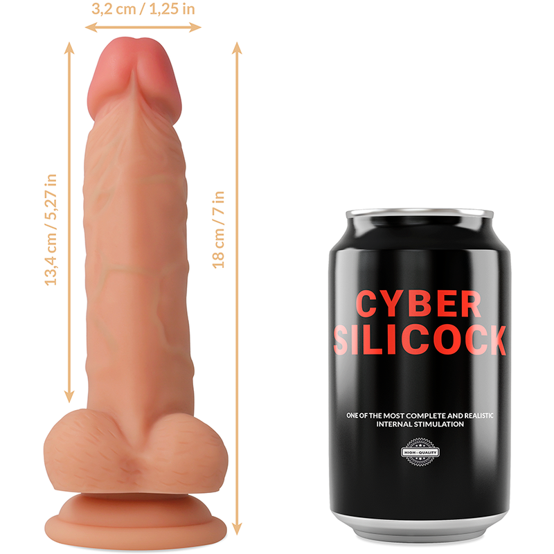 CYBER SILICOCK - STRAP-ON JUDE SILICONE LIQUIDO CON 3 ANELLI GRATIS 18 CM -O- 3.2 CM – Imbracature senza vibrazioni – foto 6