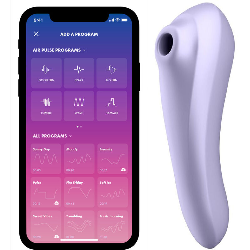 SATISFYER - VIBRATORE DUAL PLEASURE AIR PULSE MAUVE – Vibratori con APP
