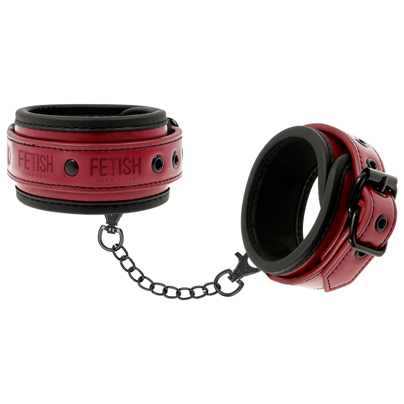 FETISH SUBMISSIVE DARK ROOM - MANETTE ALLA CAVIGLIA VEGAN IN PELLE CON FODERA IN NEOPRENE – Mogli