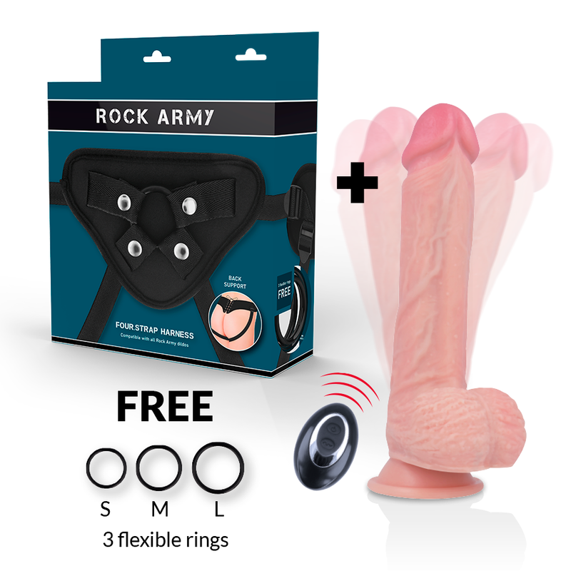 ROCKARMY - IMBRACATURA + VIBRATORE IN SILICONE LIQUIDO TELECOMANDO APACHE PREMIUM 20.5 CM -O- 4.62 CM – Imbracature a vibrazione – foto 2