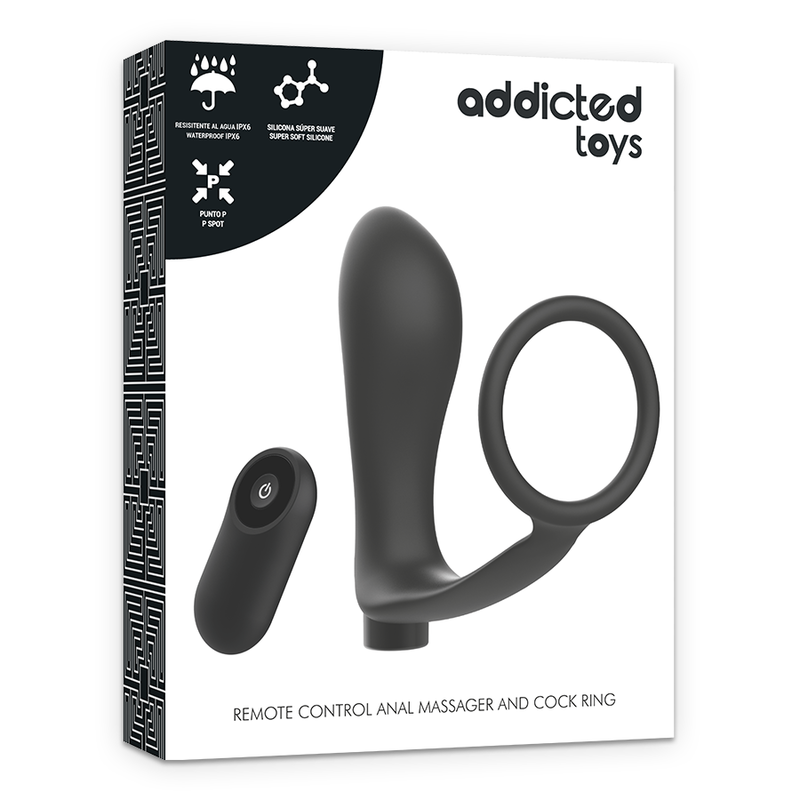 ADDICTED TOYS - ANELLO PER PENE CON TELECOMANDO PLUG ANALE NERO RICARICABILE – Telecomando – foto 7