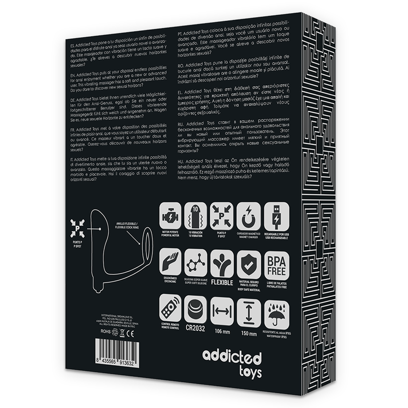 ADDICTED TOYS - ANELLO PER PENE CON TELECOMANDO PLUG ANALE NERO RICARICABILE – Telecomando – foto 8