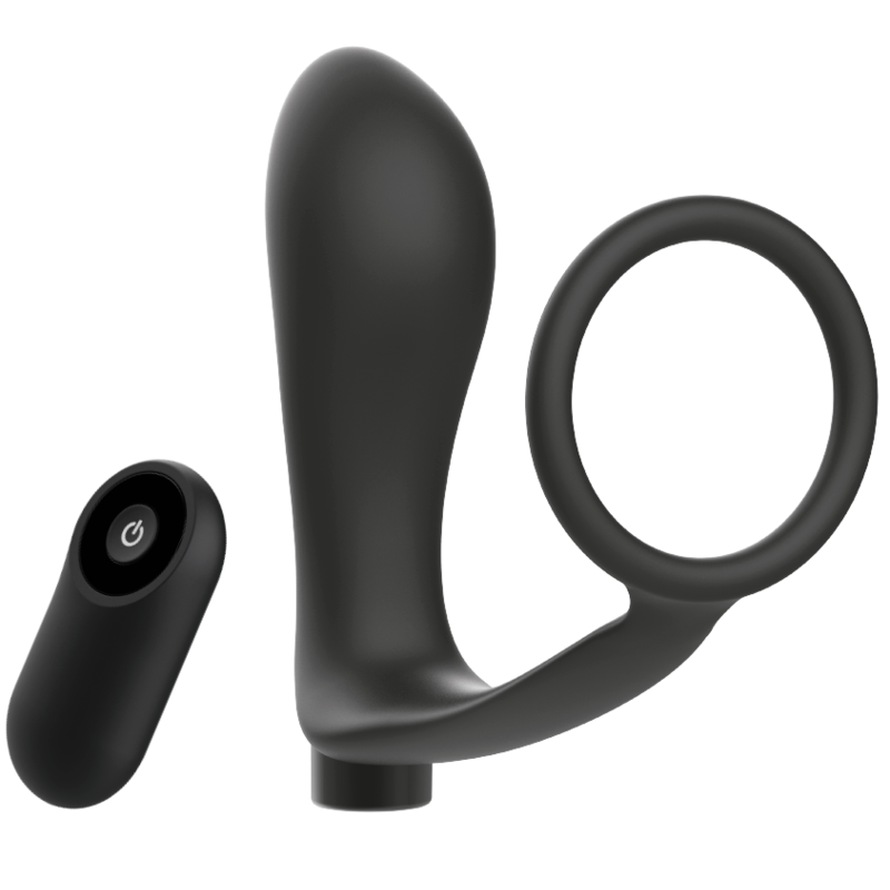 ADDICTED TOYS - ANELLO PER PENE CON TELECOMANDO PLUG ANALE NERO RICARICABILE – Telecomando