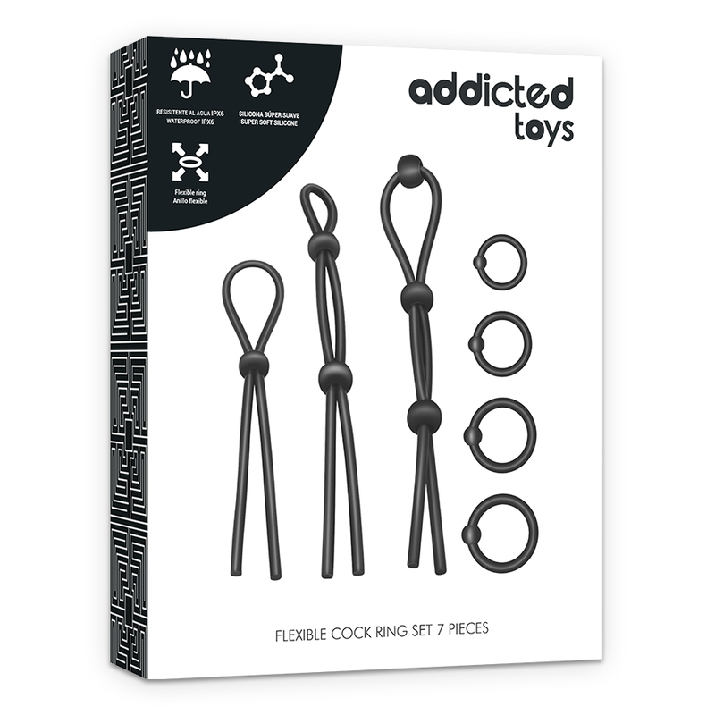 ADDICTED TOYS - SET DI ANELLI PER IL CAZZO FLESSIBILI IN SILICONE 7 PEZZI – Cockring senza vibrazione – foto 7